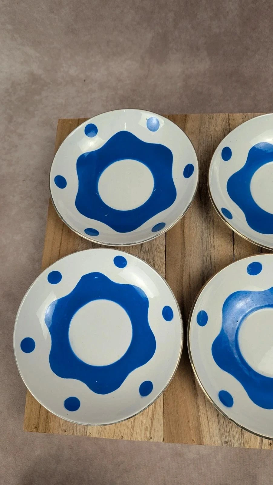 Lot de 6 tasses & soucoupes Sarreguemines – Art déco bleu – photo 3
